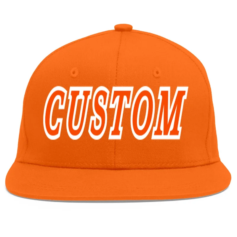 Custom Orange Orange-White Flat Eaves Sport Baseball Cap