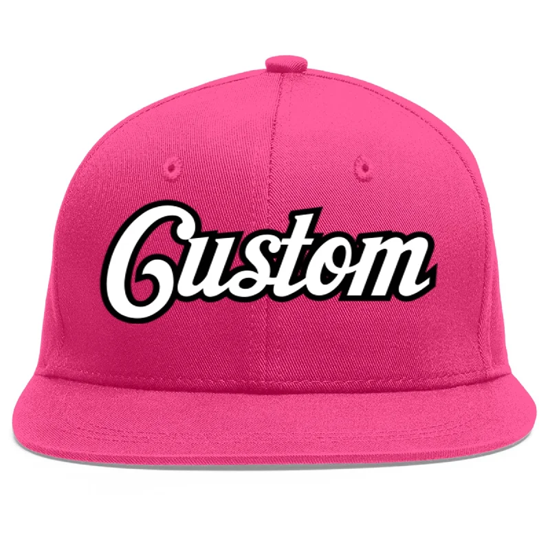 Custom Rose Red White-Black Flat Eaves Sport Baseball Cap