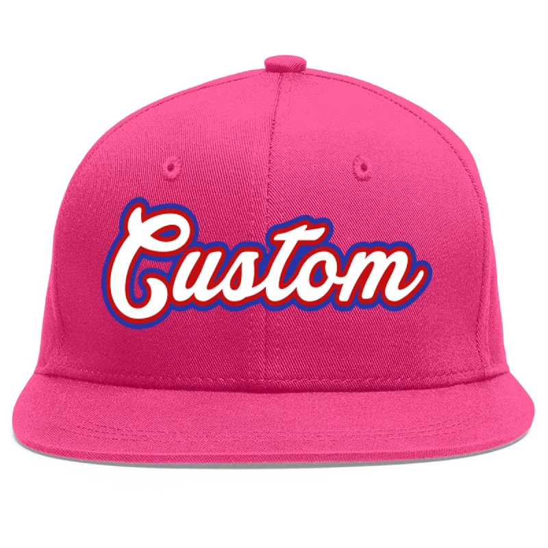 Custom Rose Red White-Red Flat Eaves Sport Baseball Cap