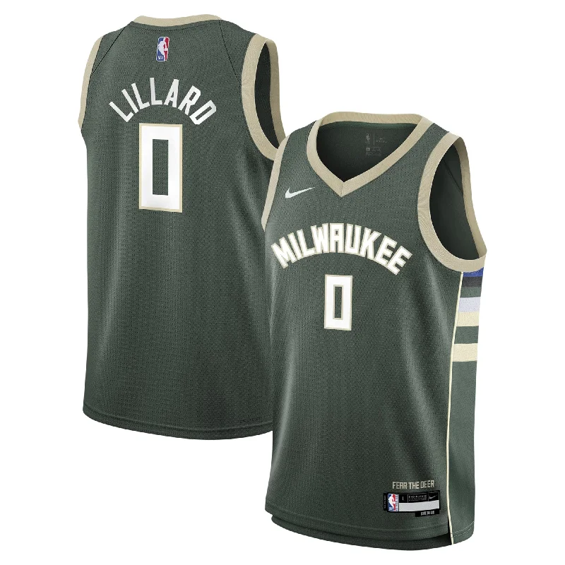 Damian Lillard Milwaukee Bucks Youth Swingman Basketball Jersey - Icon Edition - Hunter Green