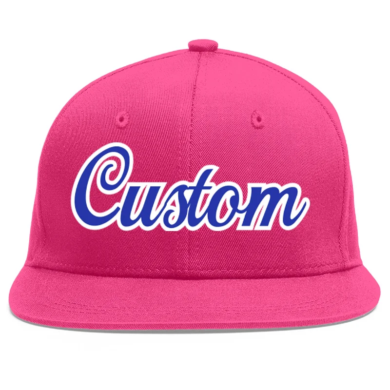 Custom Rose Red Royal-White Flat Eaves Sport Baseball Cap