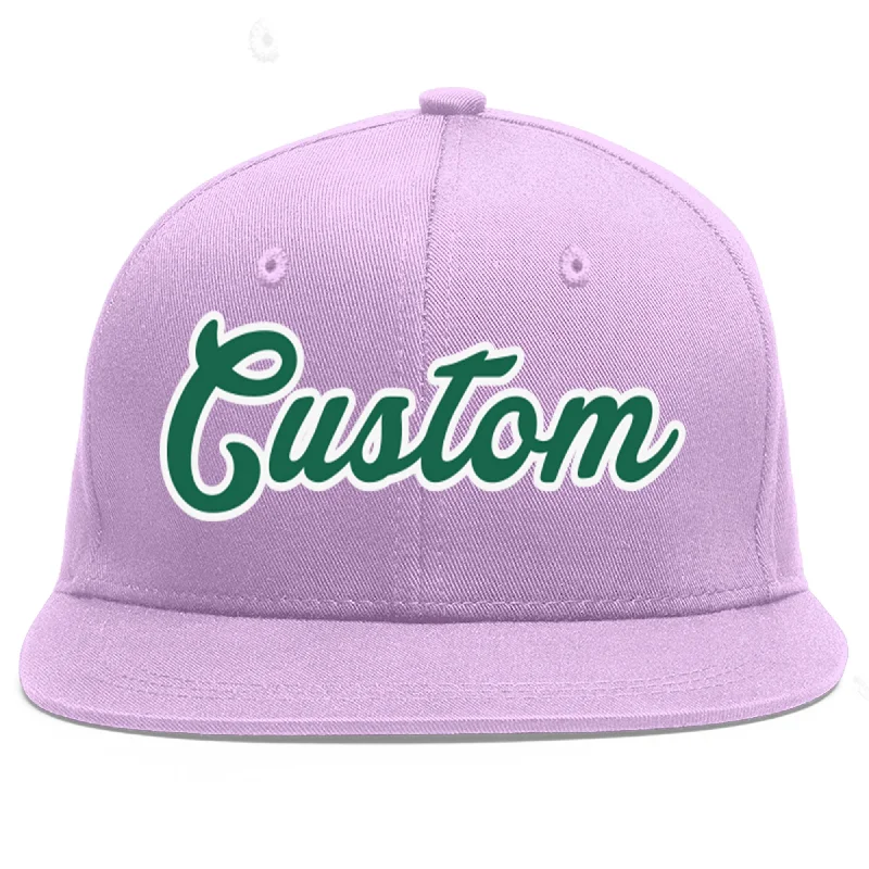 Custom Light Purple Kelly Green-White Flat Eaves Sport Baseball Cap