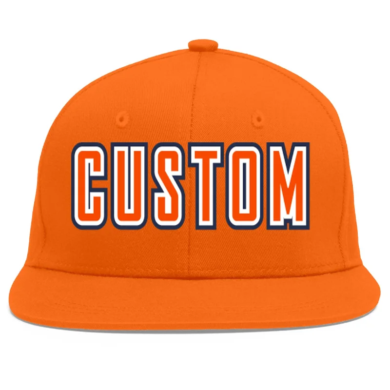 Custom Orange Orange-White Flat Eaves Sport Baseball Cap