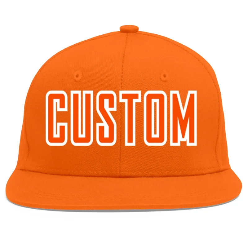 Custom Orange Orange-White Flat Eaves Sport Baseball Cap