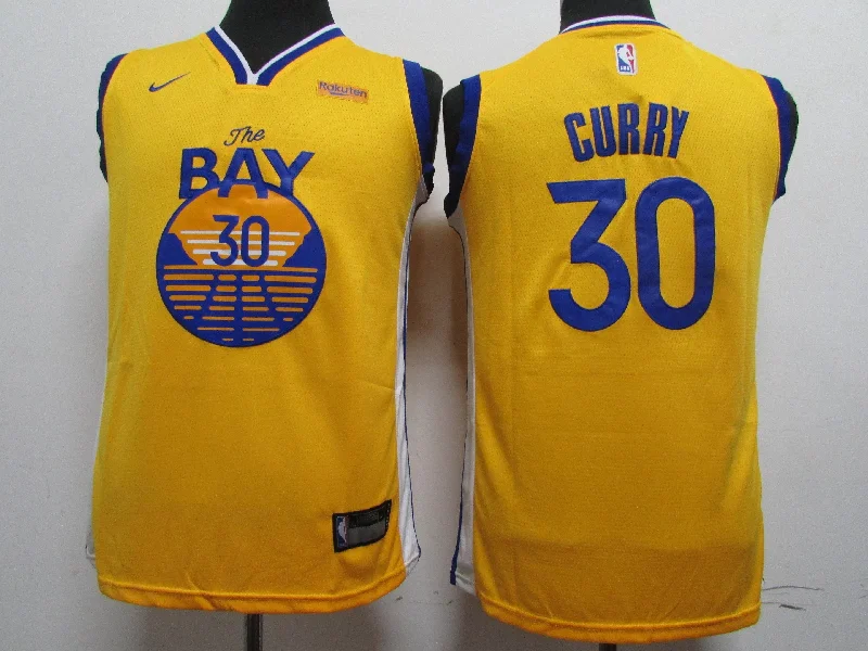 Warriors 30 Stephen Curry Yellow Youth 2020 New Swingman Basketball Jersey