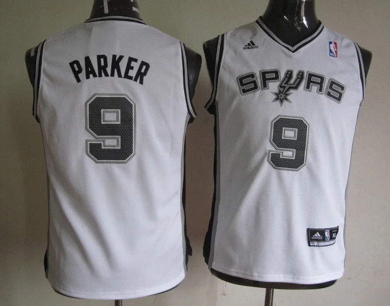 Spurs 9 Parker White Youth Basketball Jersey