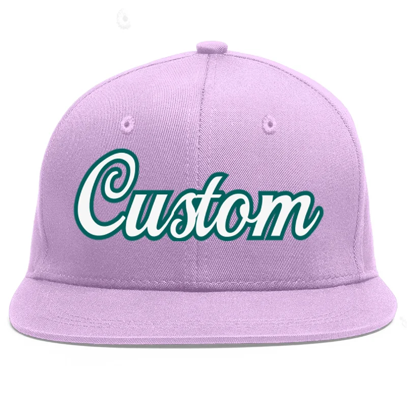 Custom Light Purple White-Aqua Flat Eaves Sport Baseball Cap