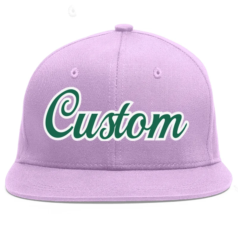 Custom Light Purple Kelly Green-White Flat Eaves Sport Baseball Cap