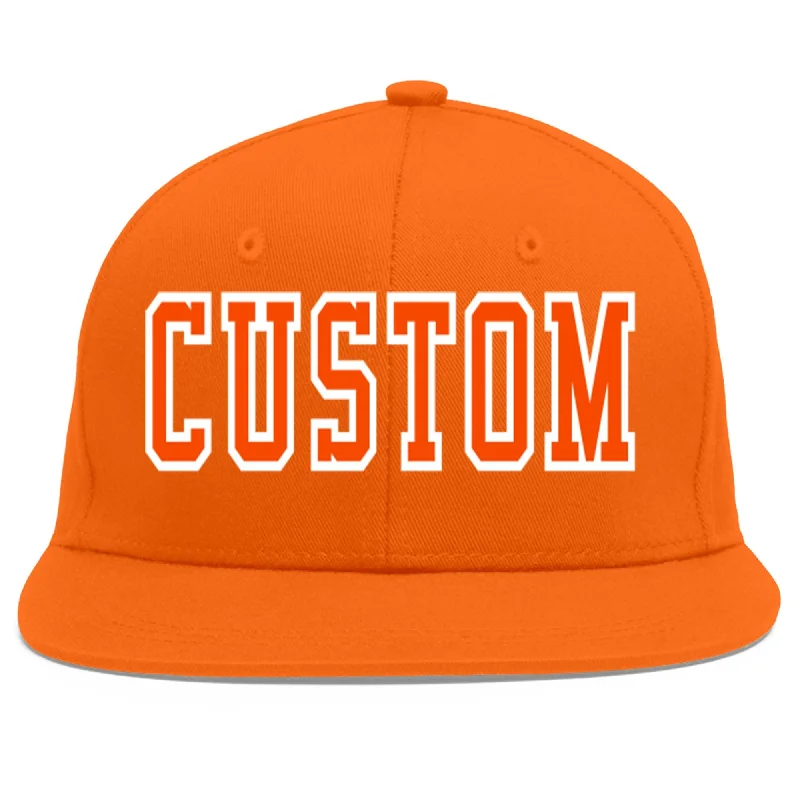 Custom Orange Orange-White Flat Eaves Sport Baseball Cap