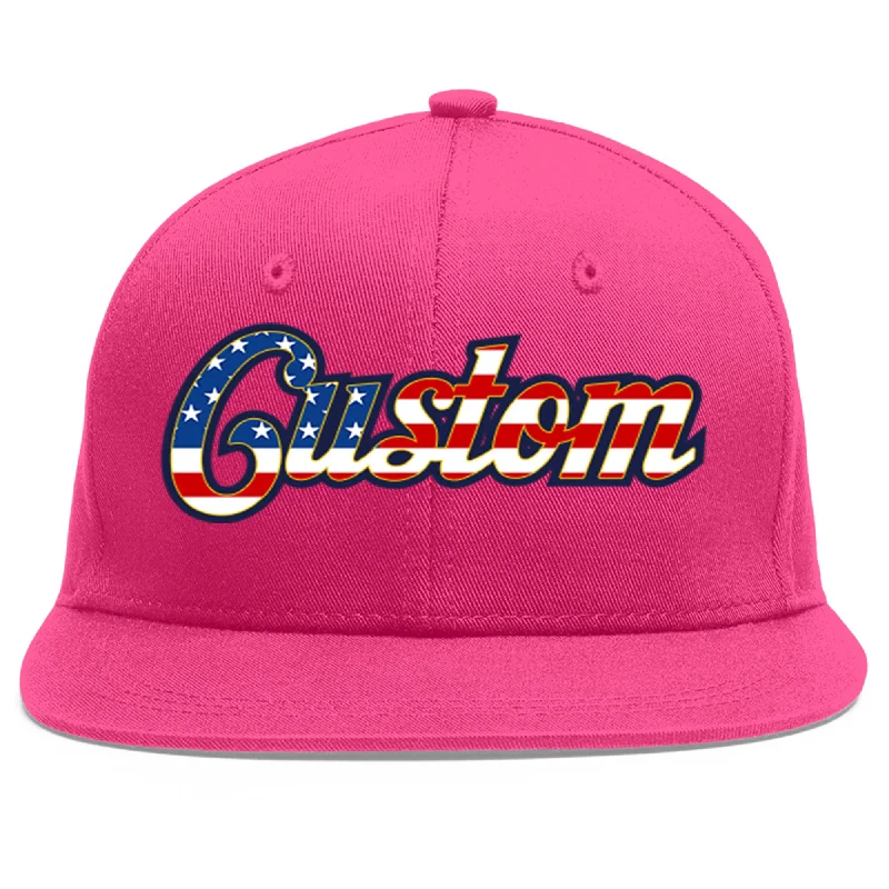 Custom Rose Red Vintage USA Flag-Gold Flat Eaves Sport Baseball Cap