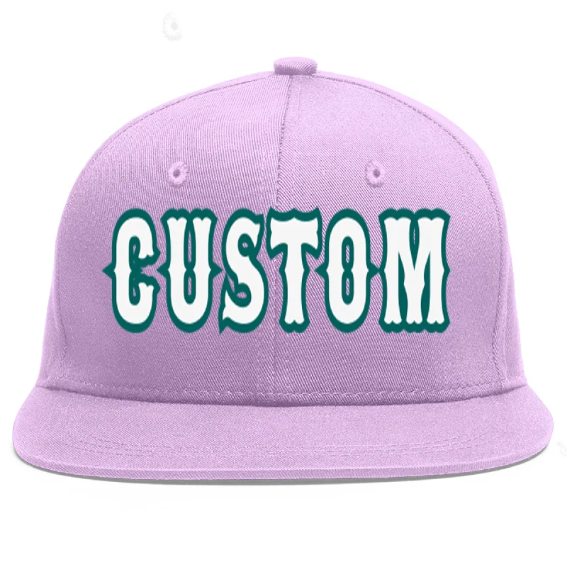 Custom Light Purple White-Aqua Flat Eaves Sport Baseball Cap