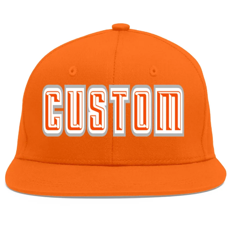 Custom Orange Orange-White Flat Eaves Sport Baseball Cap