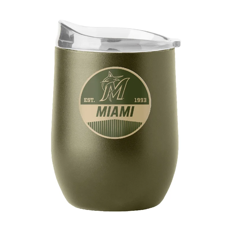 Miami Marlins 16oz Badge Powder Coat Curved Beverage