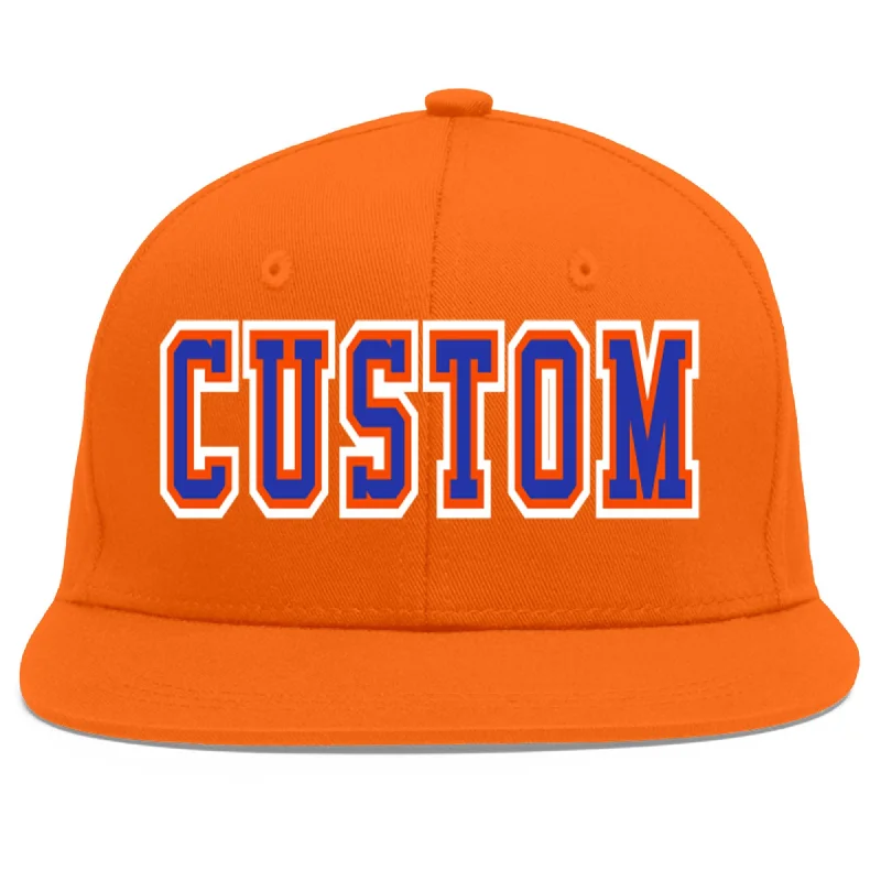 Custom Orange Royal-Orange Flat Eaves Sport Baseball Cap