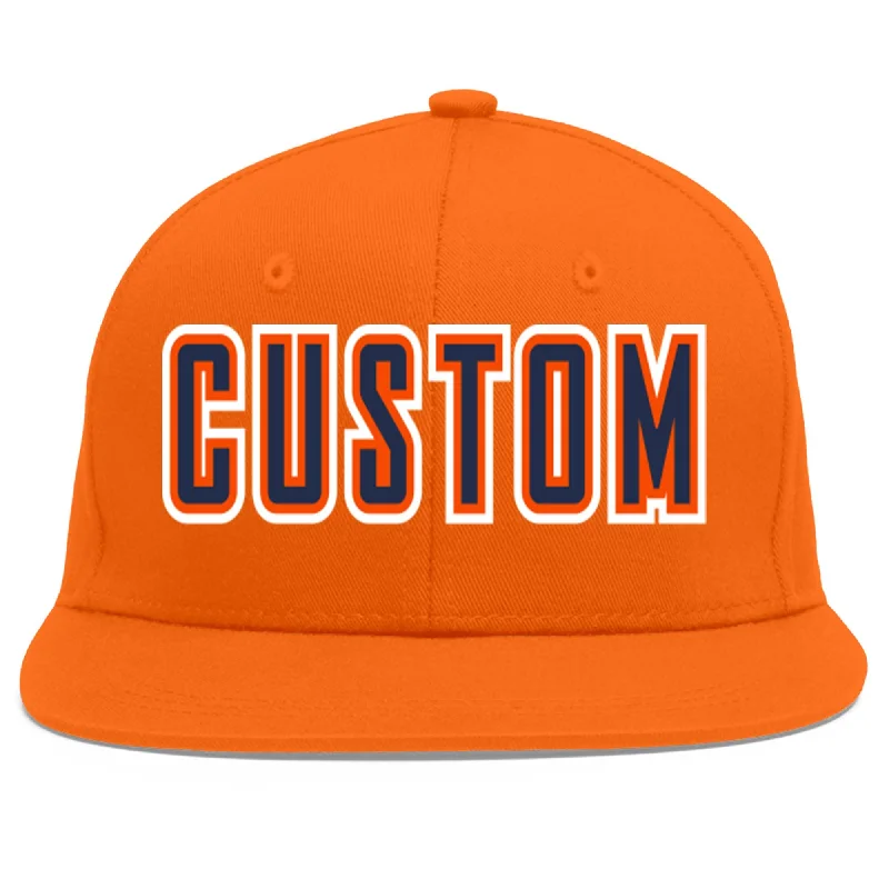 Custom Orange Navy-Orange Flat Eaves Sport Baseball Cap