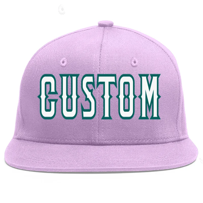 Custom Light Purple White-Aqua Flat Eaves Sport Baseball Cap