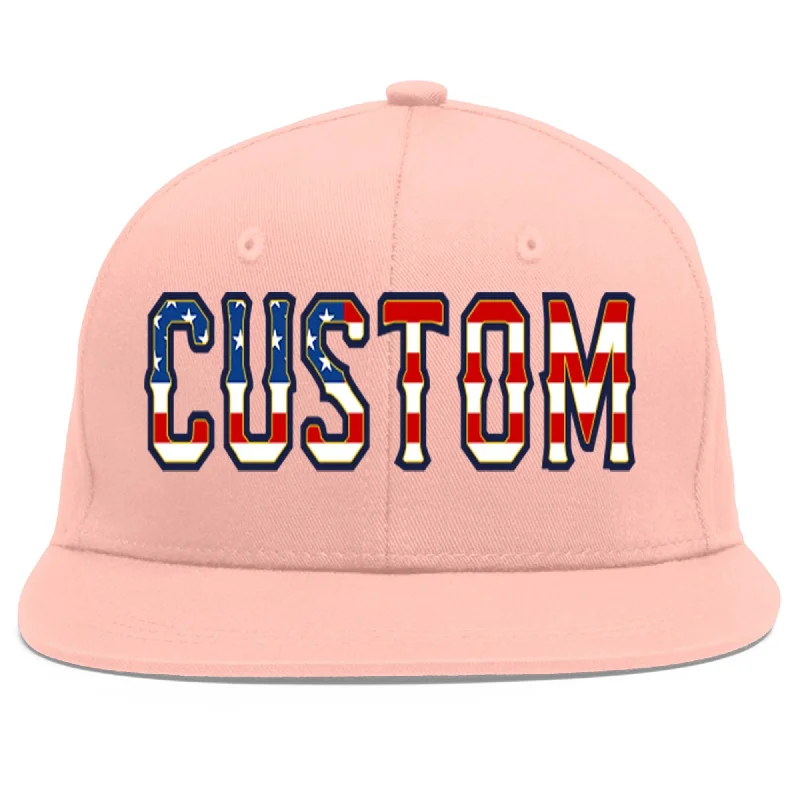 Custom Pink Vintage USA Flag-Gold Flat Eaves Sport Baseball Cap