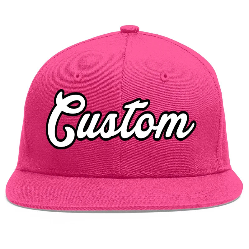 Custom Rose Red White-Black Flat Eaves Sport Baseball Cap