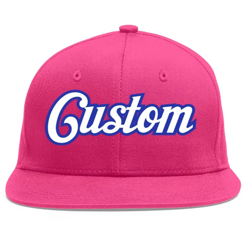 Custom Rose Red White-Royal Flat Eaves Sport Baseball Cap