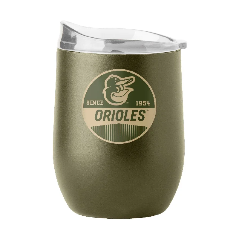 Baltimore Orioles 16oz Badge Powder Coat Curved Beverage