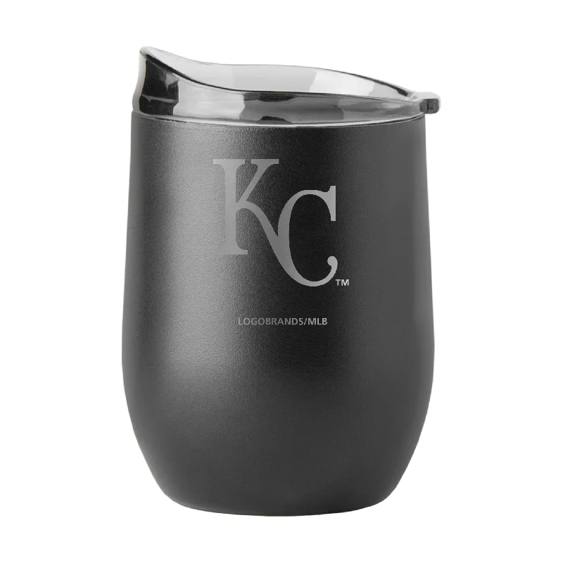 Kansas City Royals 16oz Etch Black Powder Coat Curved Beverage