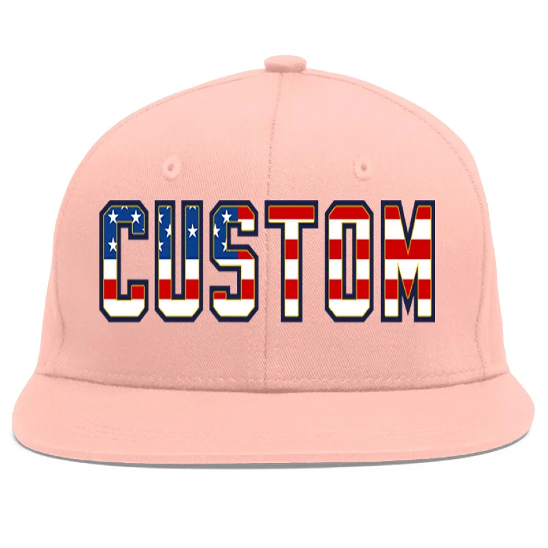 Custom Pink Vintage USA Flag-Gold Flat Eaves Sport Baseball Cap