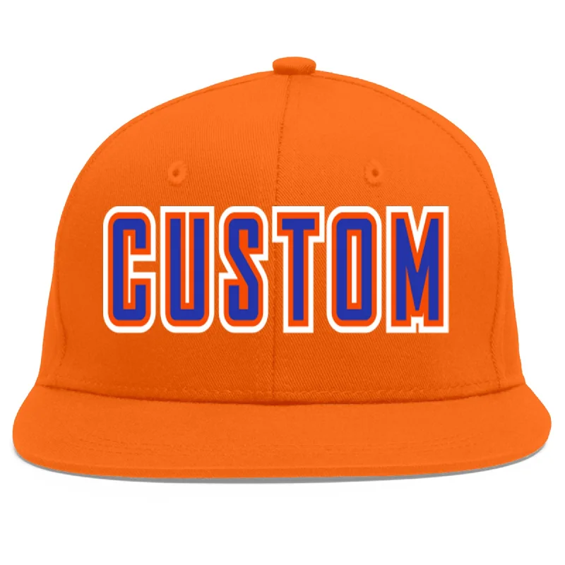 Custom Orange Royal-Orange Flat Eaves Sport Baseball Cap