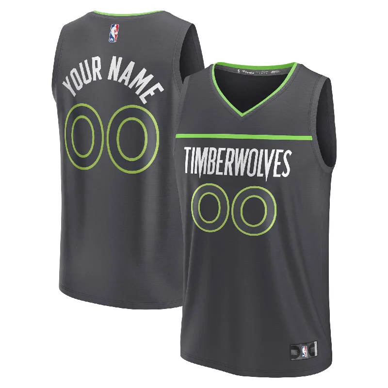 Minnesota Timberwolves Branded Youth Custom Fast Break Basketball Jersey - Statement Edition - Black