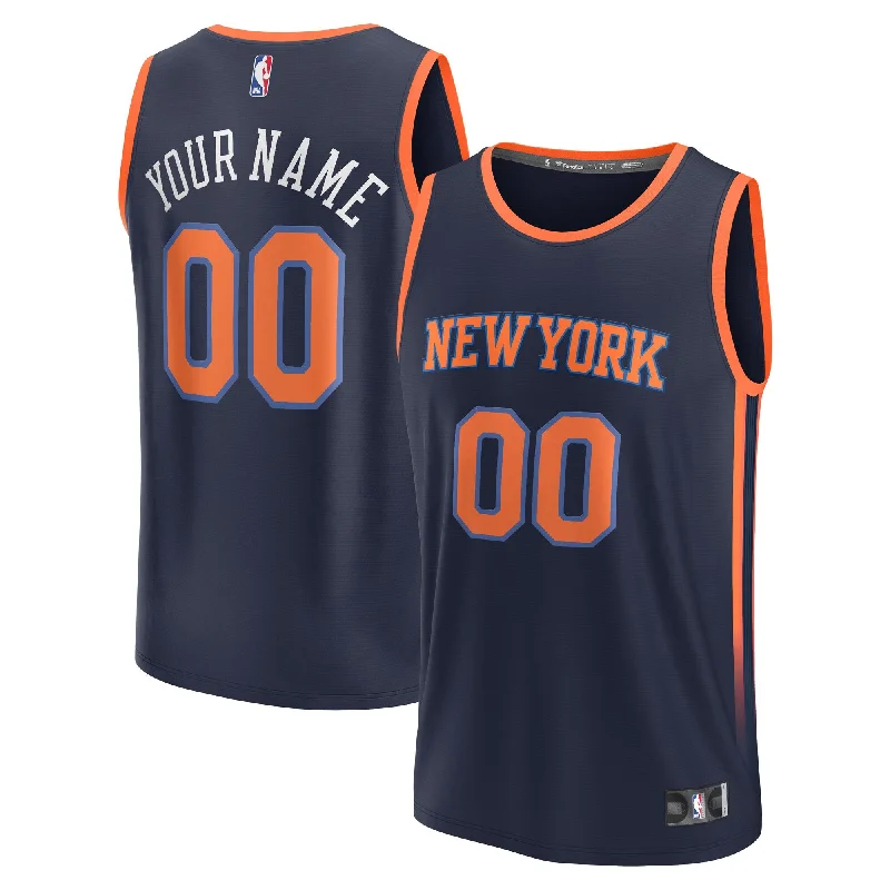 New York Knicks Branded Youth Fast Break Custom Basketball Jersey - Statement Edition - Navy