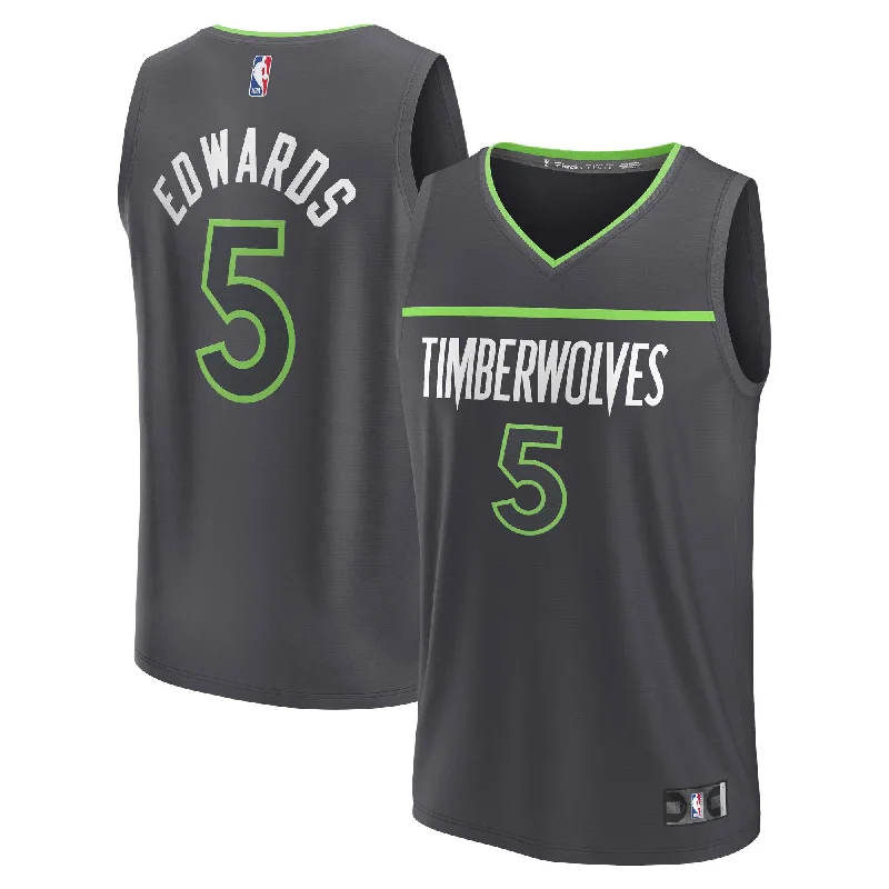 Anthony Edwards Minnesota Timberwolves Branded Youth Fast Break Player Basketball Jersey - Statement Edition - Anthracite