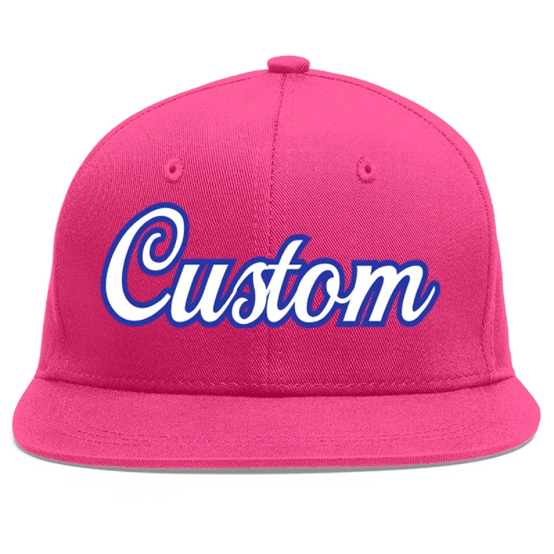 Custom Rose Red White-Royal Flat Eaves Sport Baseball Cap