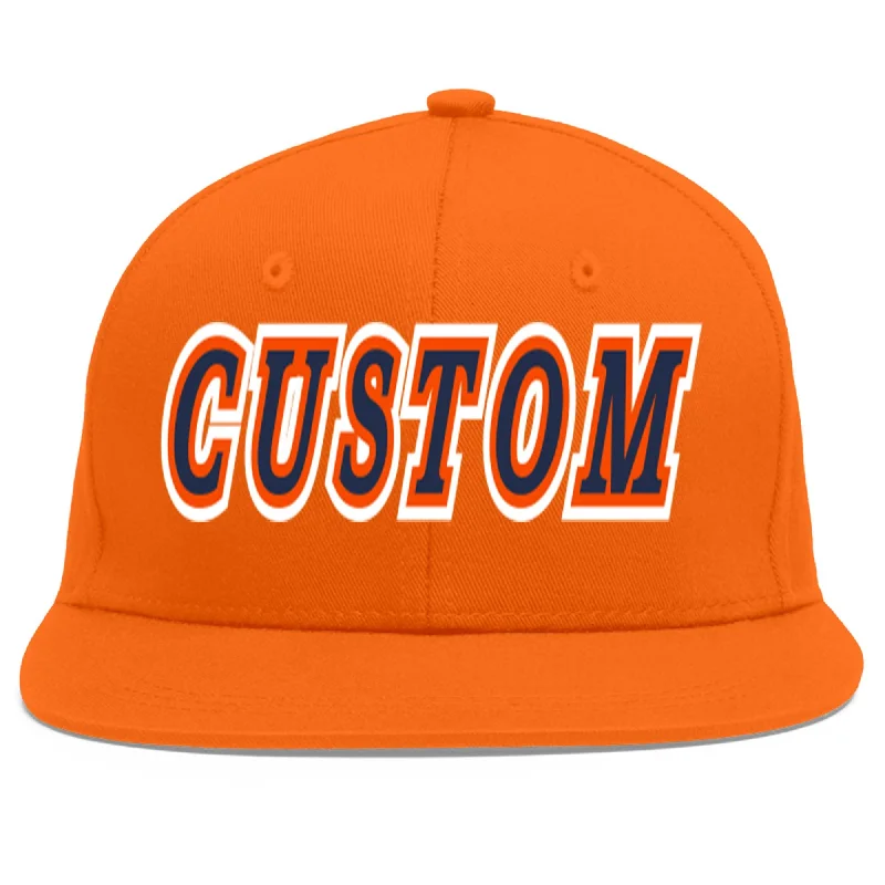 Custom Orange Navy-Orange Flat Eaves Sport Baseball Cap