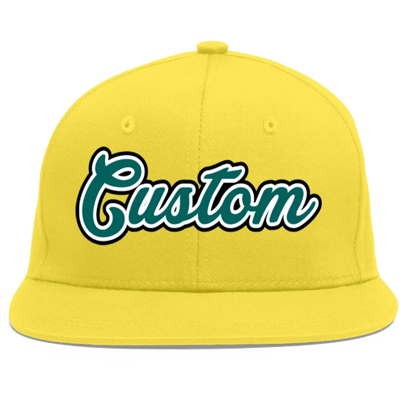 Custom Light Gold Aqua-White Flat Eaves Sport Baseball Cap