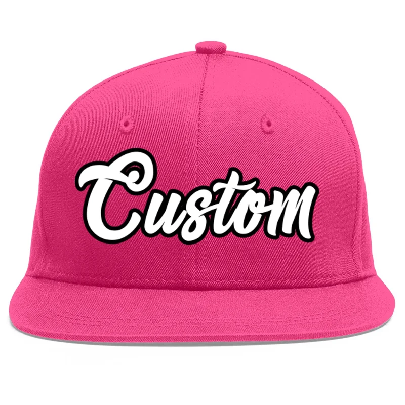 Custom Rose Red White-Black Flat Eaves Sport Baseball Cap