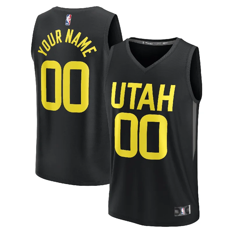 Utah Jazz Branded Youth Fast Break Custom Basketball Jersey - Statement Edition - Black