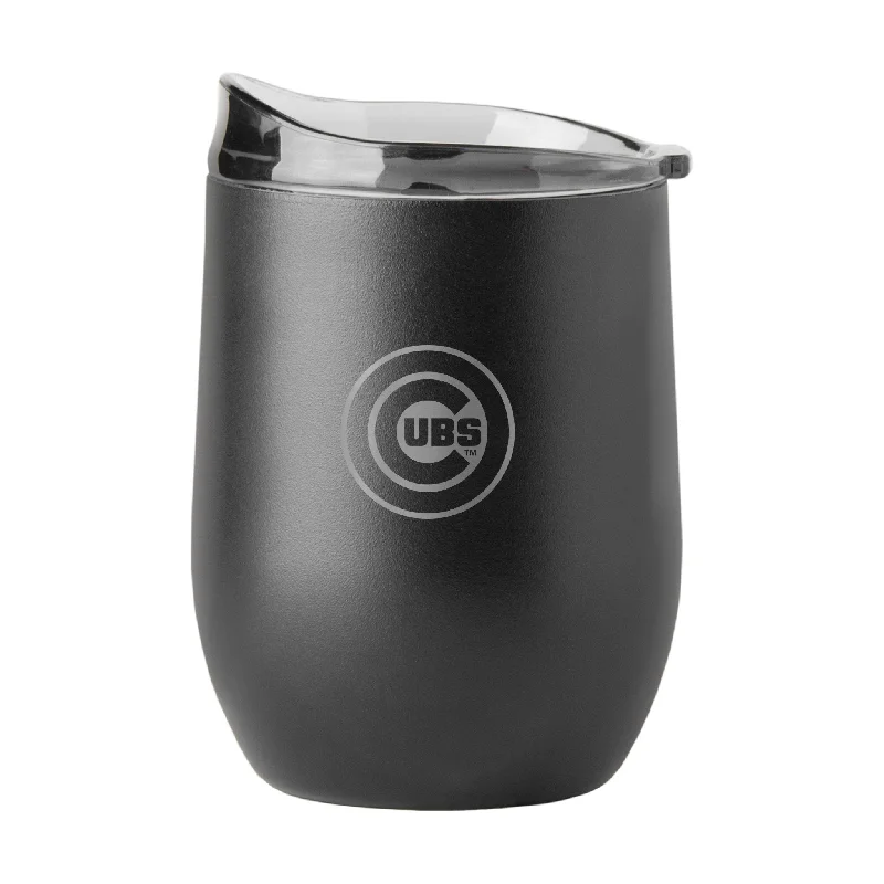 Chicago Cubs 16oz Etch Black Powder Coat Curved Beverage