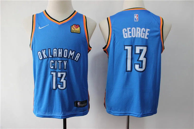 Thunder 13 Paul George Turquoise Light Blue Youth City Edition Swingman Basketball Jersey