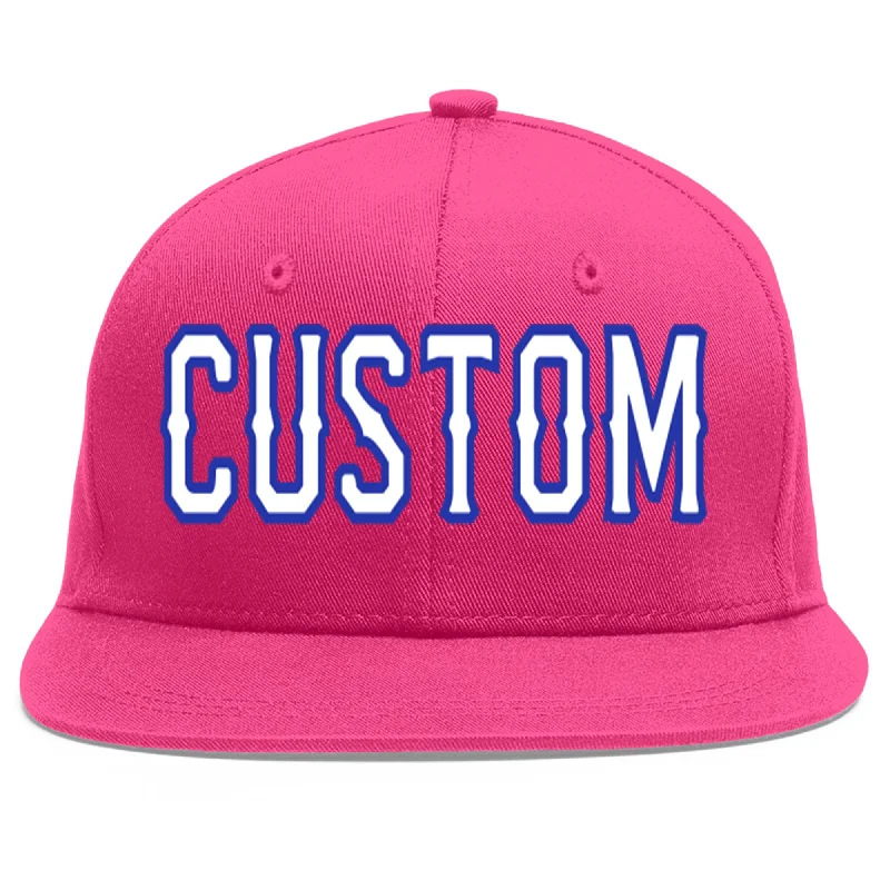 Custom Rose Red White-Royal Flat Eaves Sport Baseball Cap