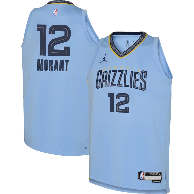 Ja Morant Memphis Grizzlies Jordan Brand Youth Swingman Basketball Jersey - Statement Edition - Light Blue