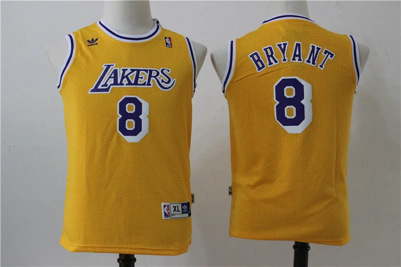 Lakers 8 Kobe Bryant Yellow Youth Hardwood Classics Basketball Jersey