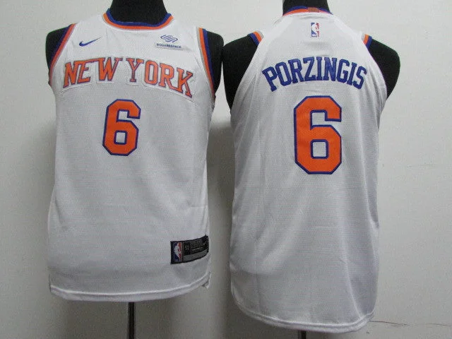 Knicks 6 Kristaps Porzingis White Youth Authentic Basketball Jersey