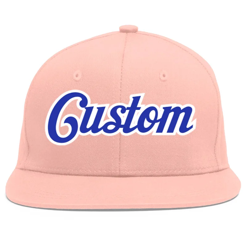 Custom Pink Royal-White Flat Eaves Sport Baseball Cap