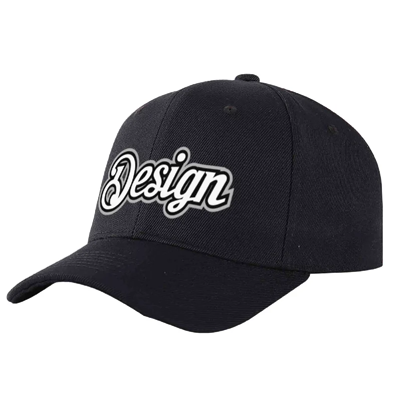 Custom Black White-Black Curved Eaves Sport Design Baseball Cap