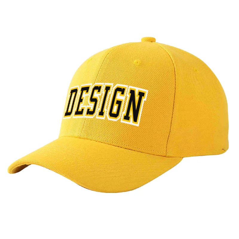 Custom Gold Black-Gold Curved Eaves Sport Design Baseball Cap