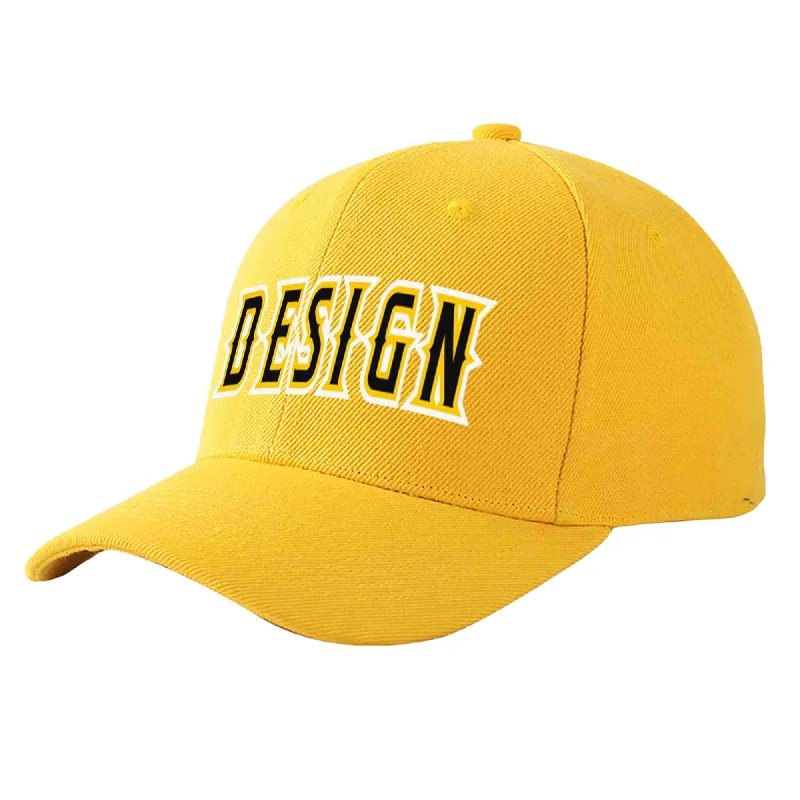 Custom Gold Black-Gold Curved Eaves Sport Design Baseball Cap