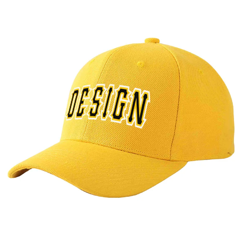 Custom Gold Black-Gold Curved Eaves Sport Design Baseball Cap