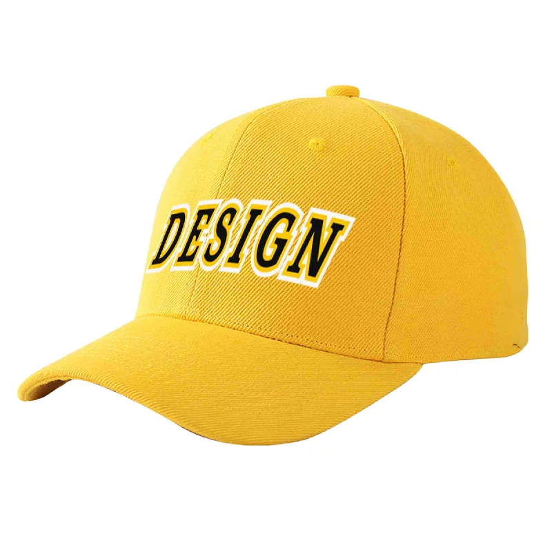 Custom Gold Black-Gold Curved Eaves Sport Design Baseball Cap