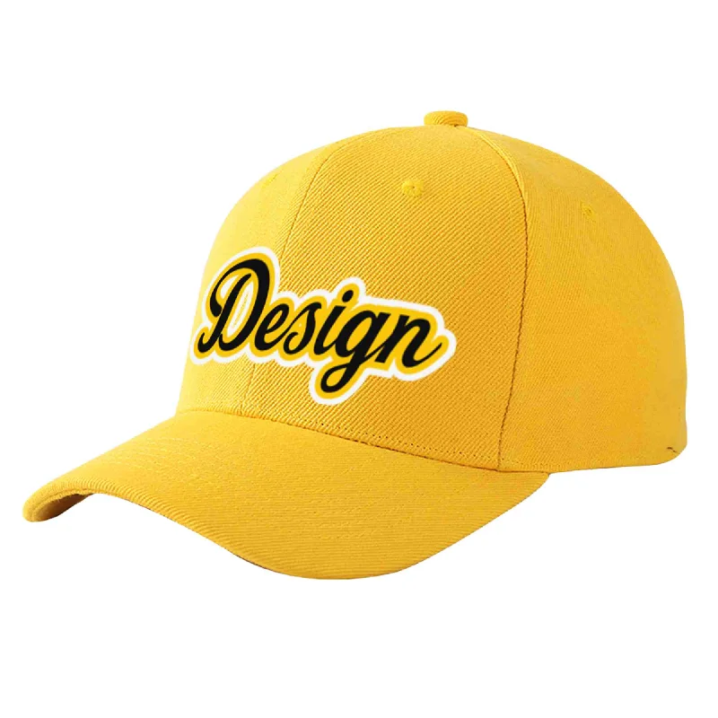 Custom Gold Black-Gold Curved Eaves Sport Design Baseball Cap