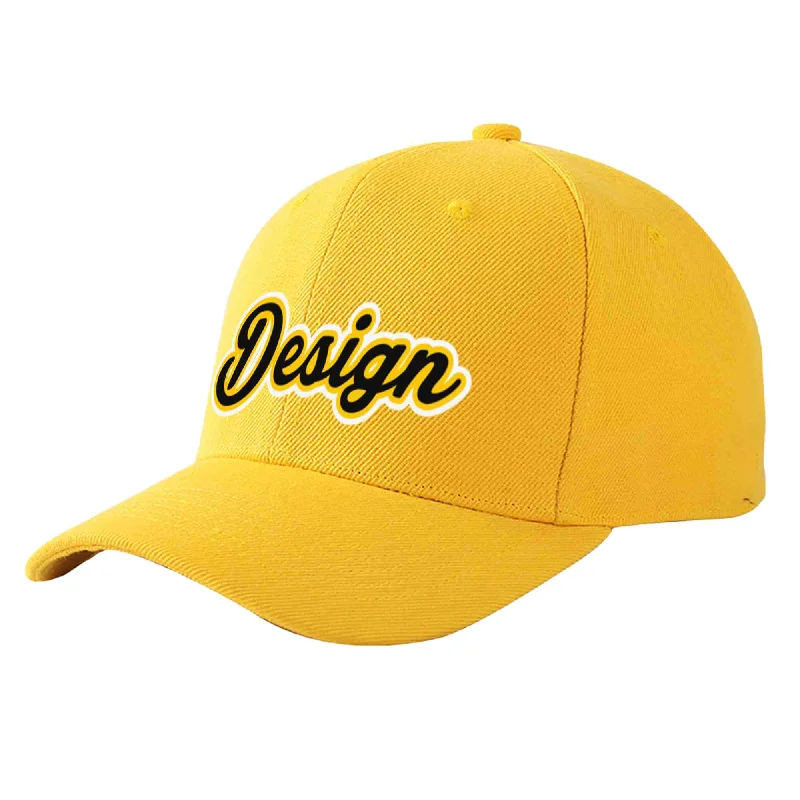 Custom Gold Black-Gold Curved Eaves Sport Design Baseball Cap