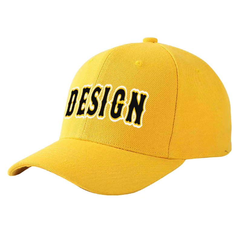 Custom Gold Black-Gold Curved Eaves Sport Design Baseball Cap